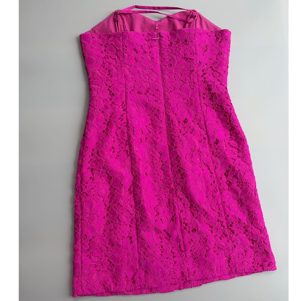 Lilly Pulitzer Women's Pink Floral Lace Strapless Dress Size 4 Cocktail Party - Picture 5 of 7